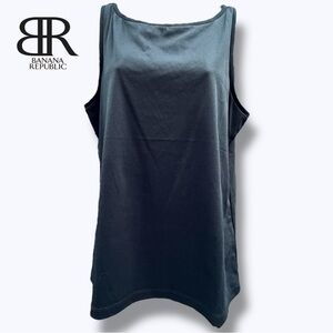 NWT Banana Republic Luxe Touch Tank Top Wmn’s Black Cotton Dark Corporate | Sz M